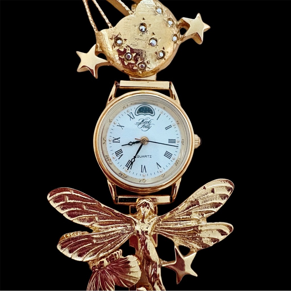 Vintage Kirk’s Folly Fairy Charm Bracelet Watch Gold Tone Enchanted Original Box - Picture 4 of 6